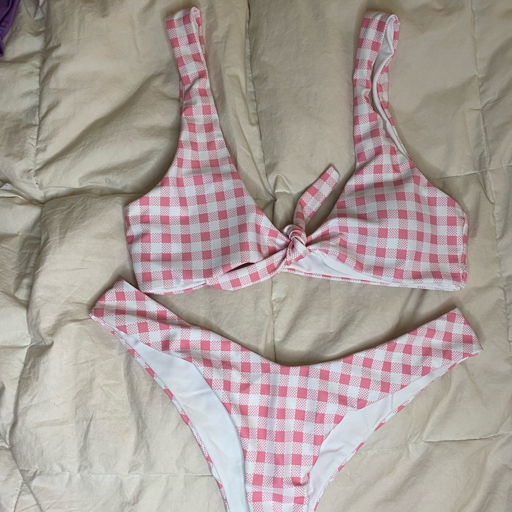 Pink and White checkered bikini